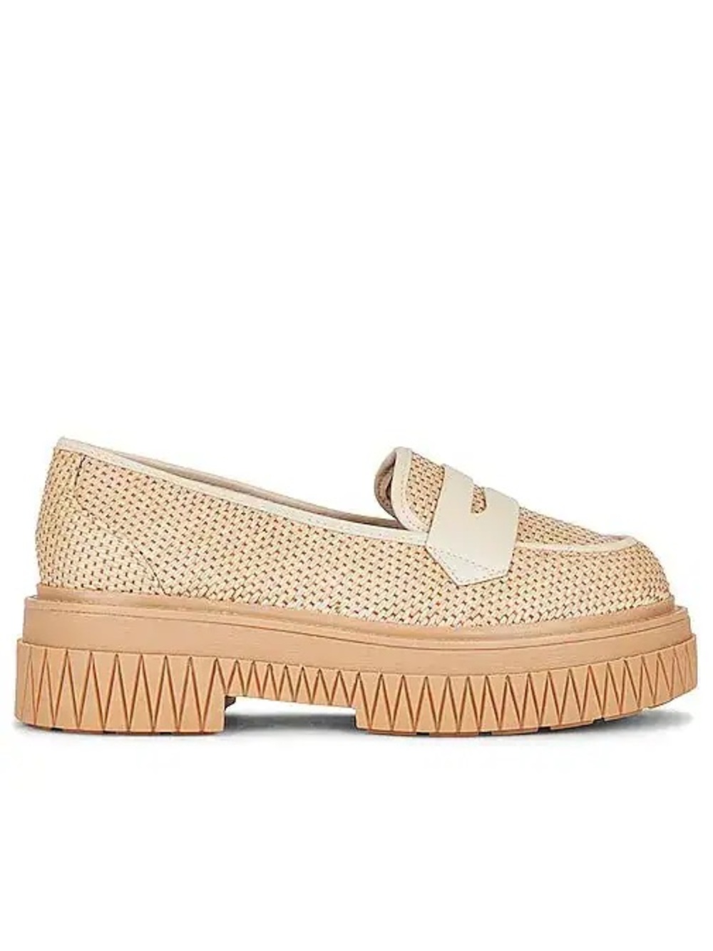 SCHUTZ Viola Weekend Beige Woven Platform Loafer Slip on with Cream Strap sz 9